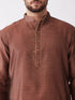 Vastramay Men's Maroon And Rose Gold Silk Blend Kurta And Dhoti Set